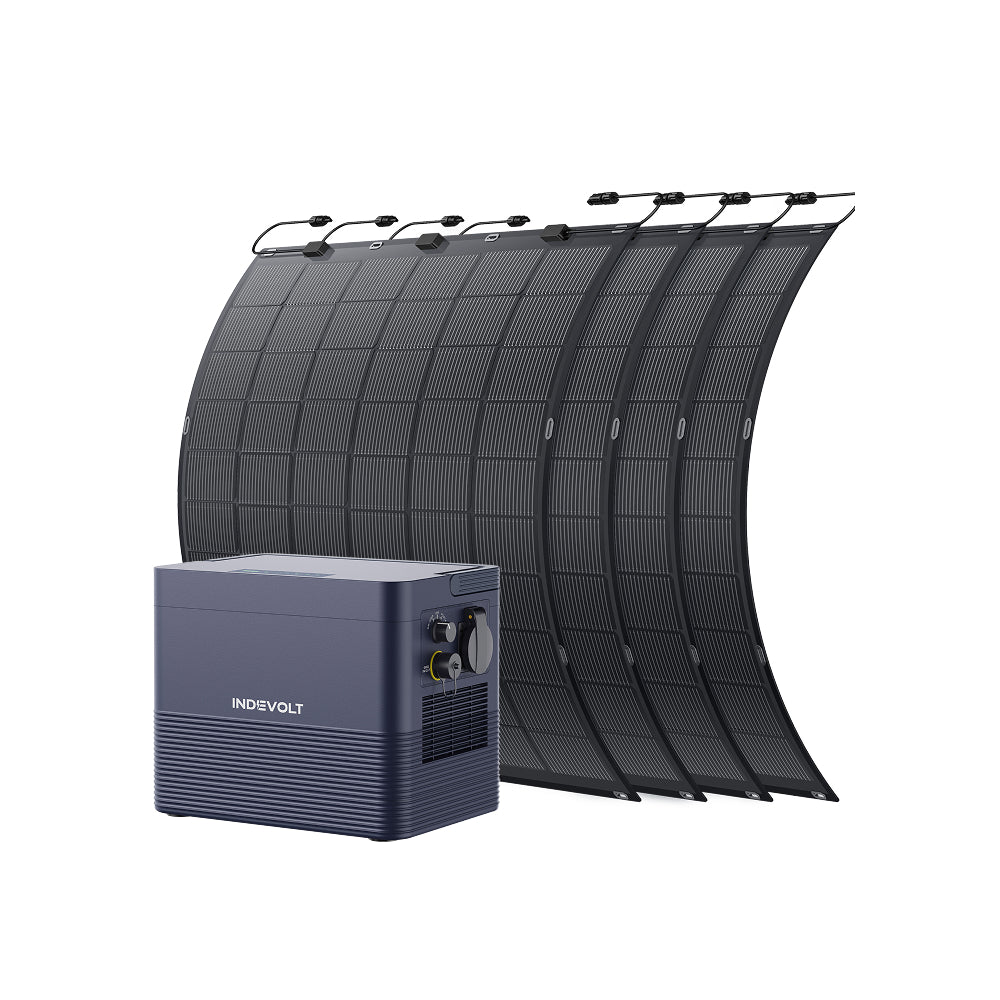 Indevolt BK1600 Balkonkraftwerk mit Speicher - BK1600 (1636Wh) / 225W Flexible Solarpanel*4 (900W) / Ohne Halterungen