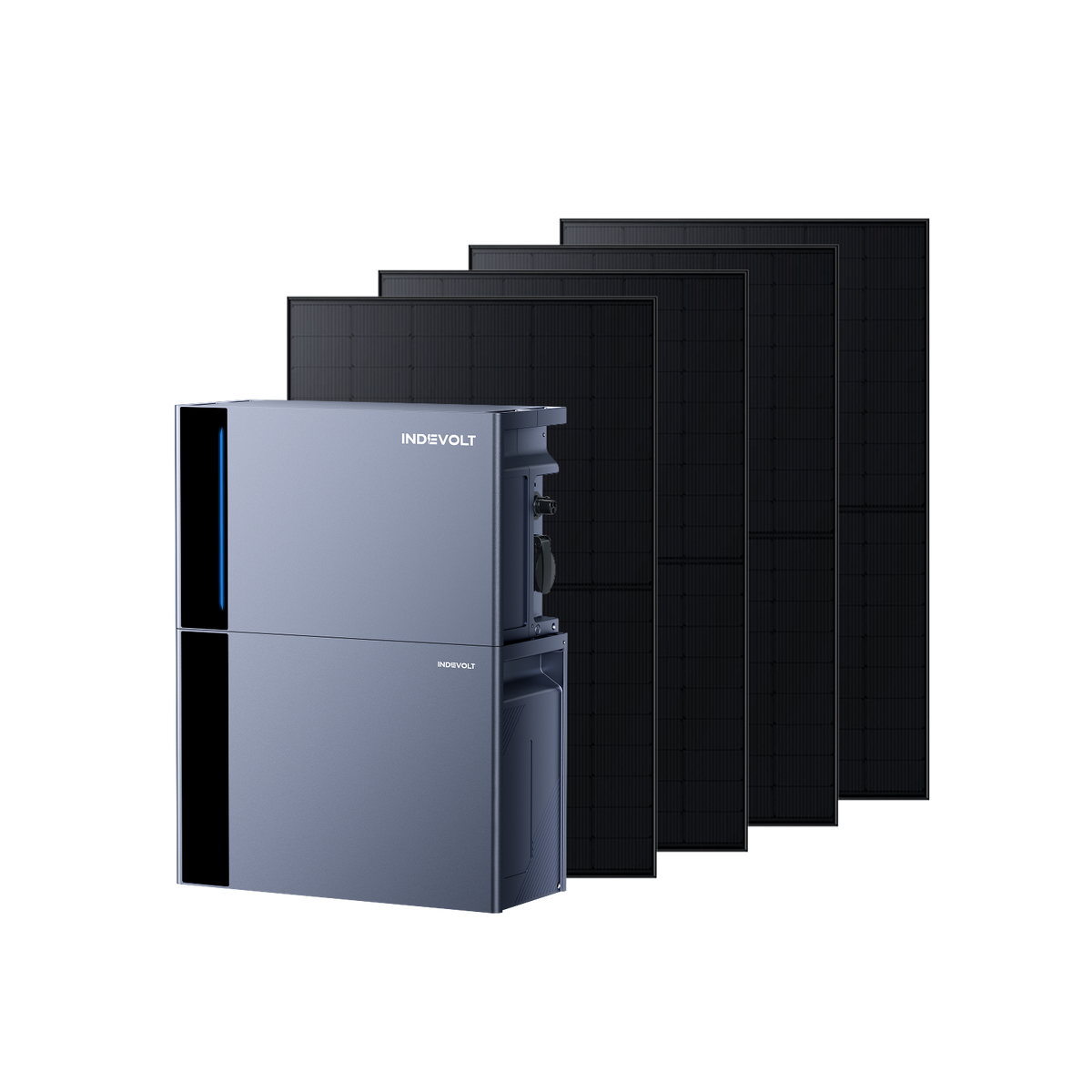 Indevolt SolidFlex 3000 Hybrid Pro Balkonkraftwerk mit Speicher Set - SolidFlex3000 Hybrid Pro + SFA3600 + 500W Bifaziale Solarpanel*4