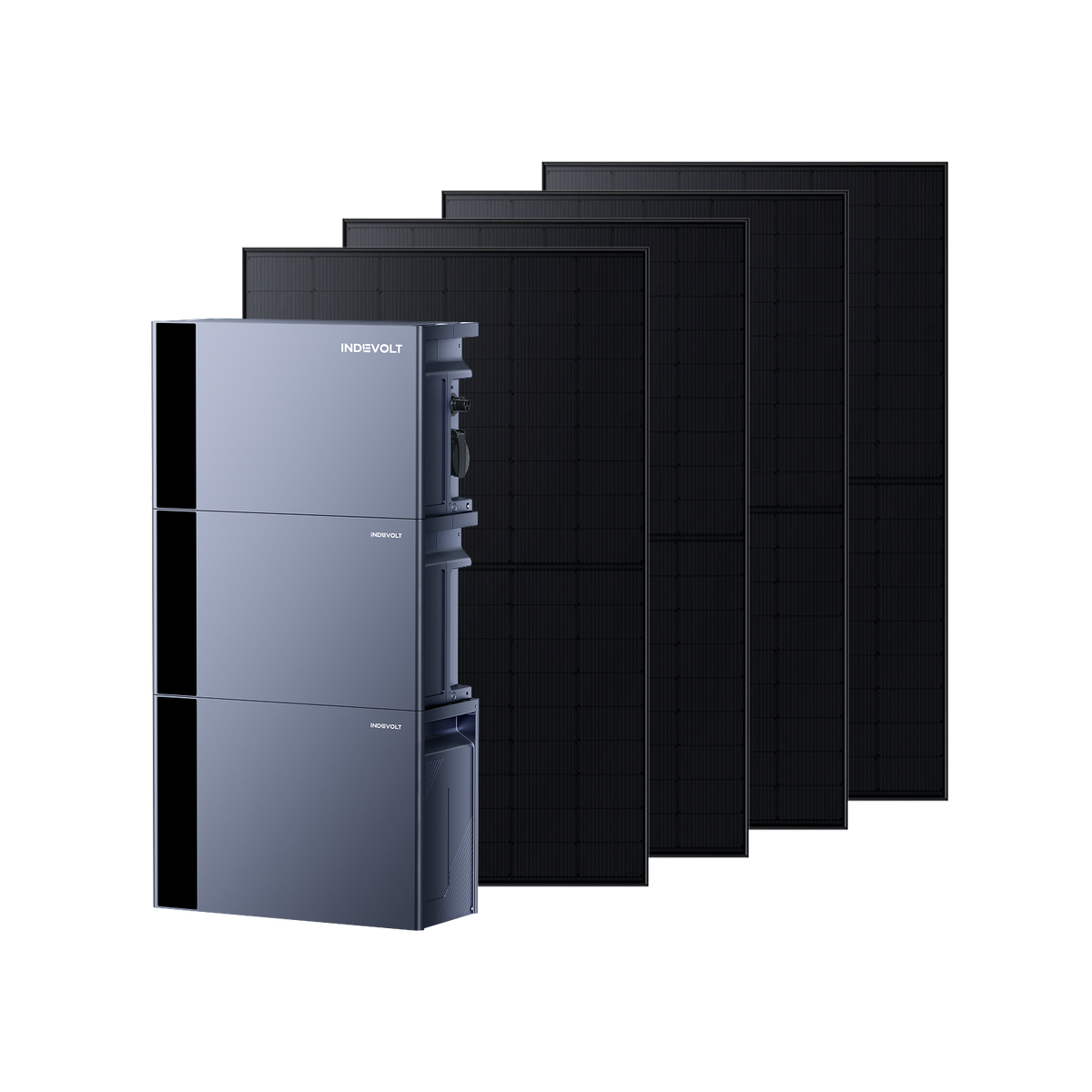 Indevolt SolidFlex 2000 Hybrid Balkonkraftwerk mit Speicher Set - SF2000 + SFA1800 + SFA3600 + 500W Bifaziale Solarpanel*4
