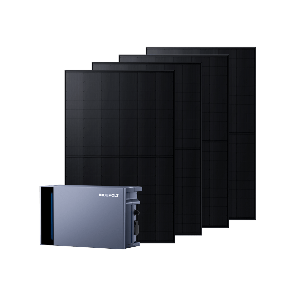 Indevolt SolidFlex 3000 Hybrid Pro Balkonkraftwerk mit Speicher Set - SolidFlex3000 Hybrid Pro + 500W Bifaziale Solarpanel*4
