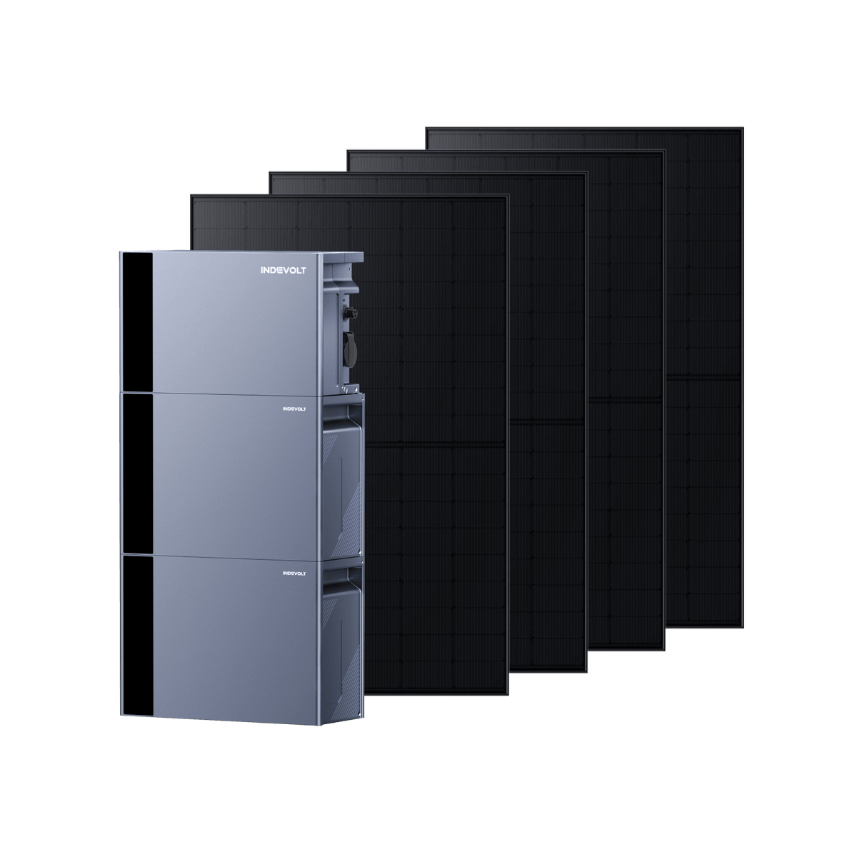 Indevolt SolidFlex 3000 Hybrid Pro Balkonkraftwerk mit Speicher Set - SolidFlex 3000 Hybrid Pro + SFA3600*2 + 500W Bifaziale Solarpanel*4