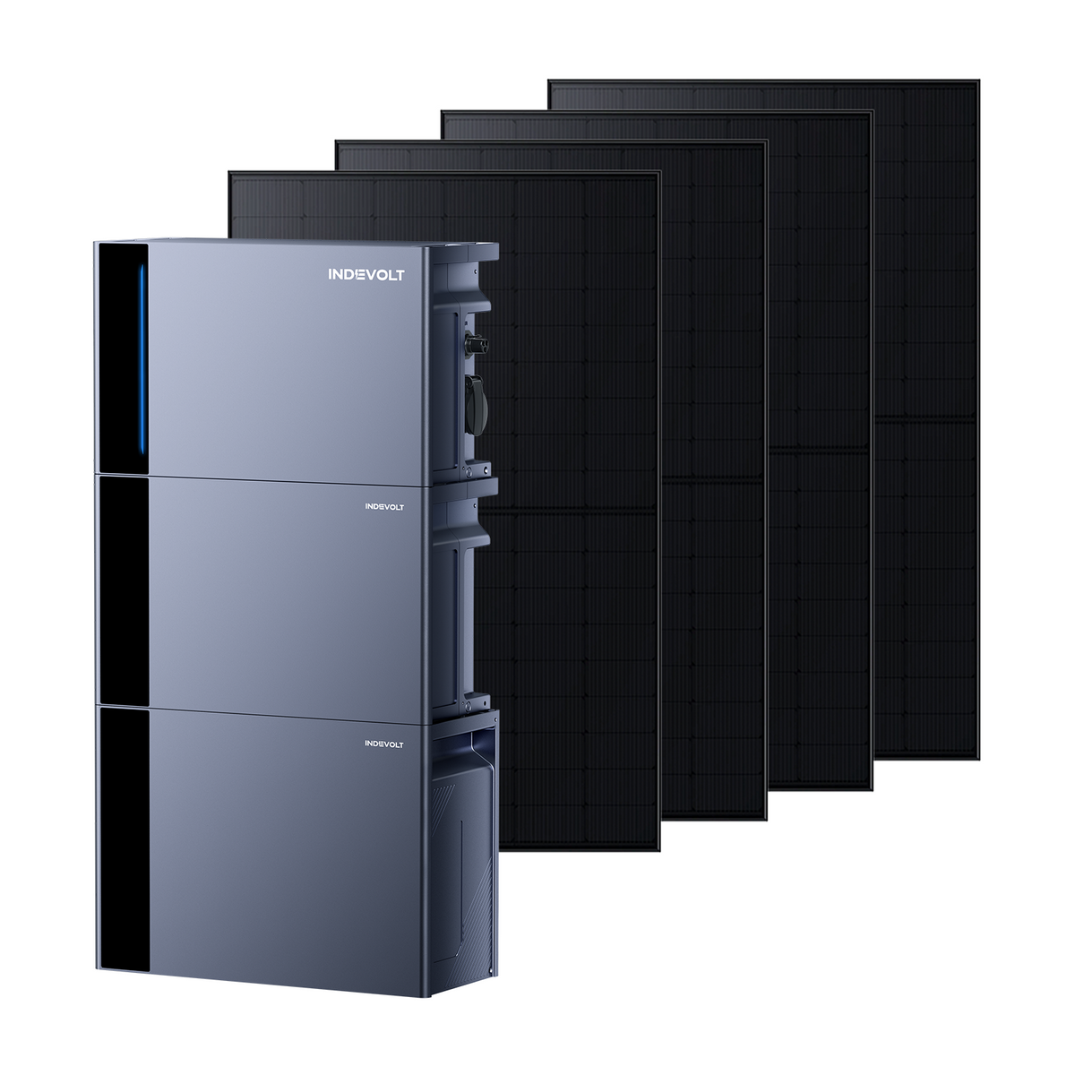 Indevolt SolidFlex 3000 Hybrid Pro Balkonkraftwerk mit Speicher Set - SolidFlex3000 Hybrid Pro + SFA1800 + SFA3600 + 500W Bifaziale Solarpanel*4